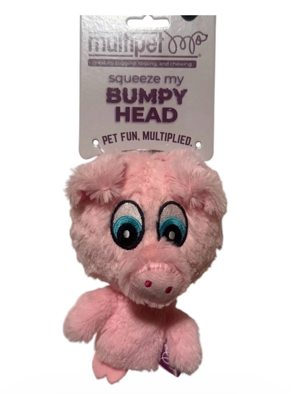 Multipet Pink Squeaky Bumpy Head Plush Dog Toy